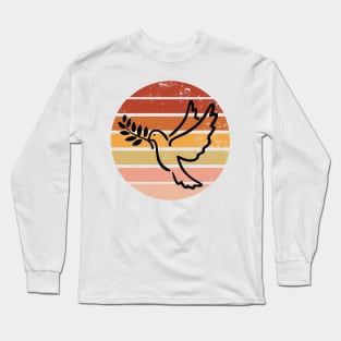 Retro Sunset Dove Long Sleeve T-Shirt